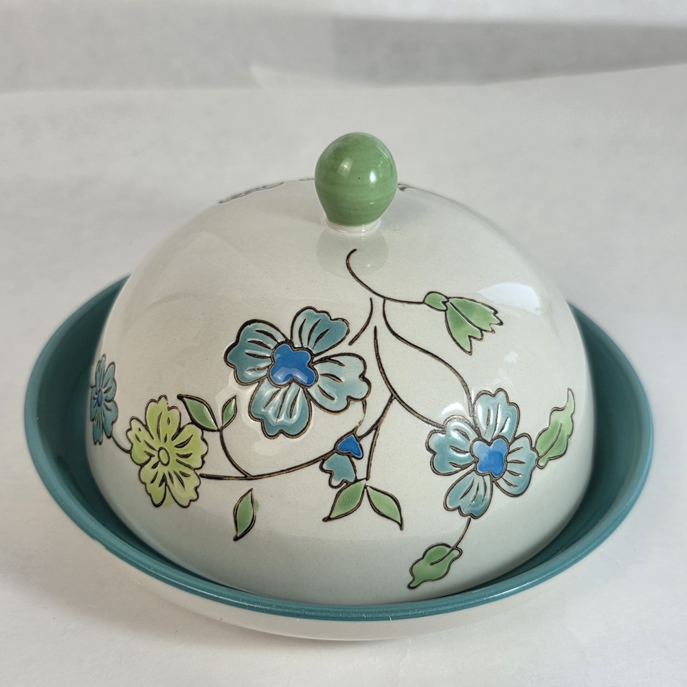 Floral Ceramic Butter Dish with Lid